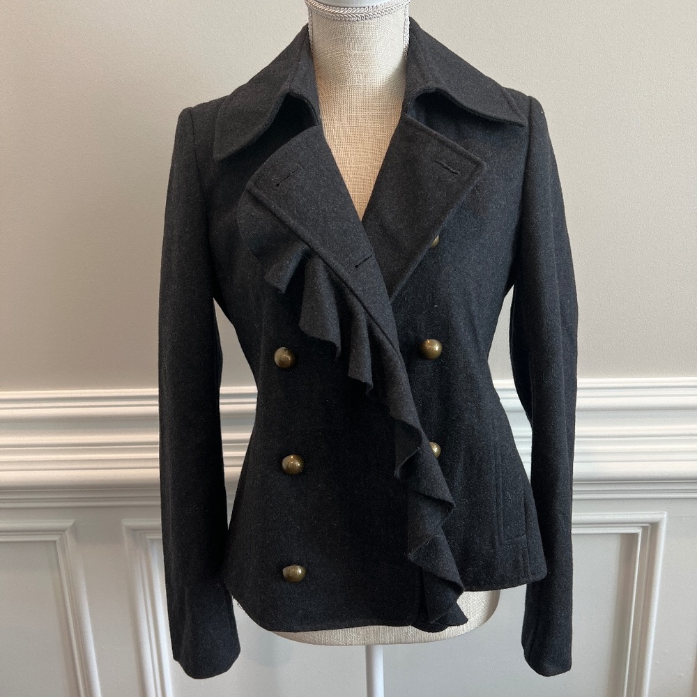 DKNY Wool blend pea coat in dark gray Size 4